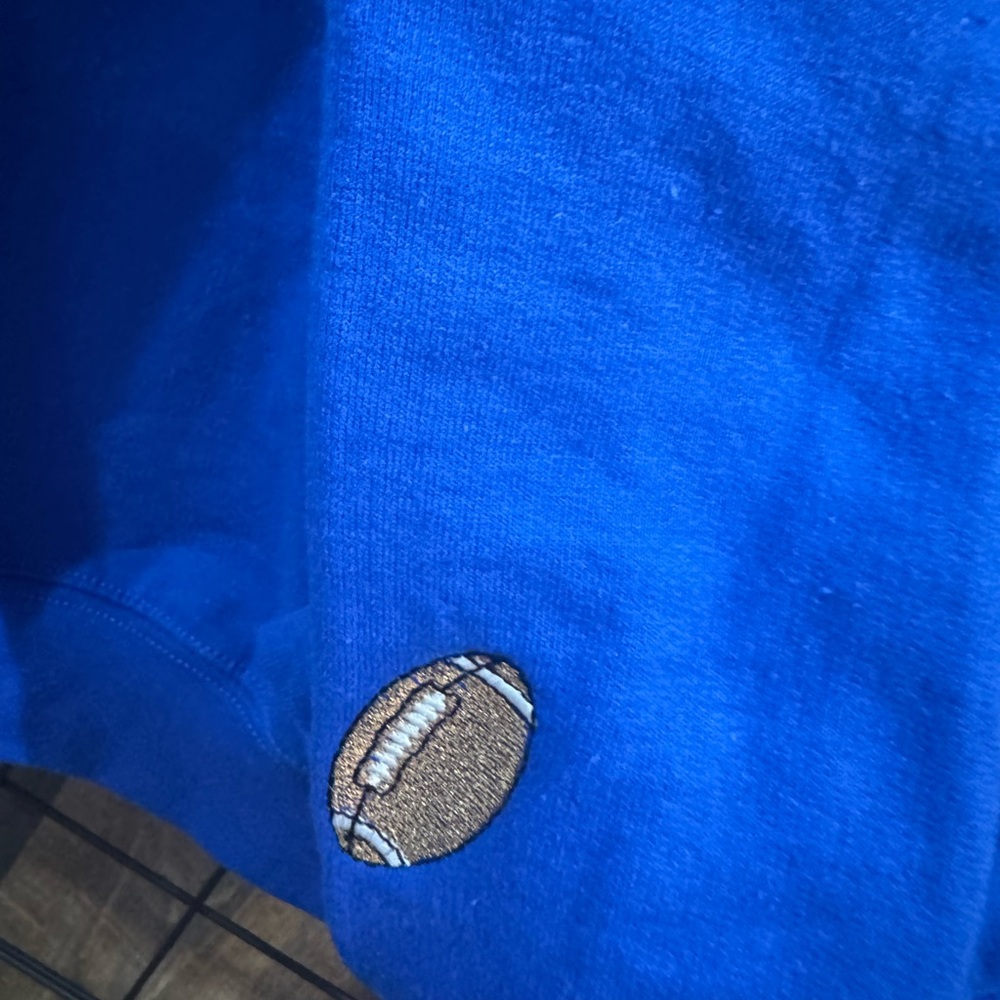 Blue Sweatshirt with Detroit Script & Football Lions - Picture 3 of 4